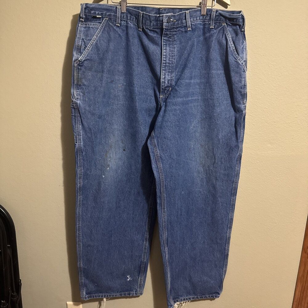 Carhartt FR Flame Resistant Blue Carpenter Denim Jeans Men’s Size 46x32 FRB13DNM